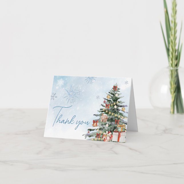 Blue Winter Baby Es ist kalte Außendusche Dankeskarte (Vorderseite)
