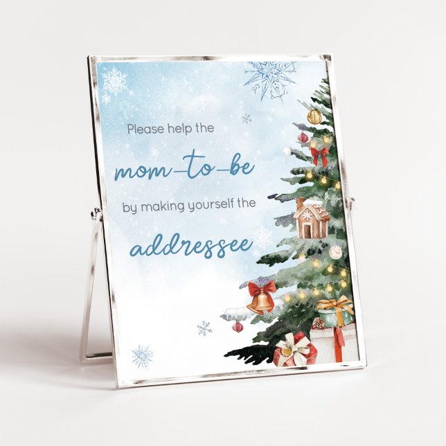 Blue Winter Baby seine kalte Outside Envelope Stat Poster (Baby It's Cold Outside Baby Shower Envelope Station Sign)