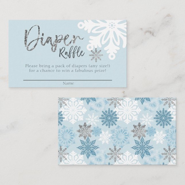 Blue Winter Baby Showdusche Windeln Raffle Ticket Begleitkarte (Vorne/Hinten)