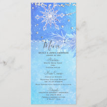 Blue Winter Blätter & Snowflakes Hochzeitsmenü