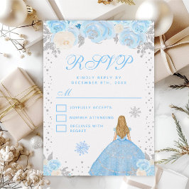 Blue Winter Blonde Hair Princess 16 . Geburtstag RSVP Karte