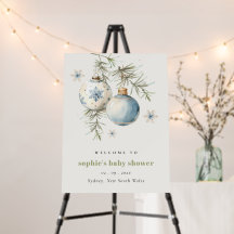 Blue Winter Chirstmas Baby Dusche Willkommen