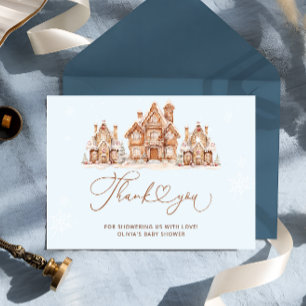 Blue Winter Christmas Baby Showdusche Danke Karte