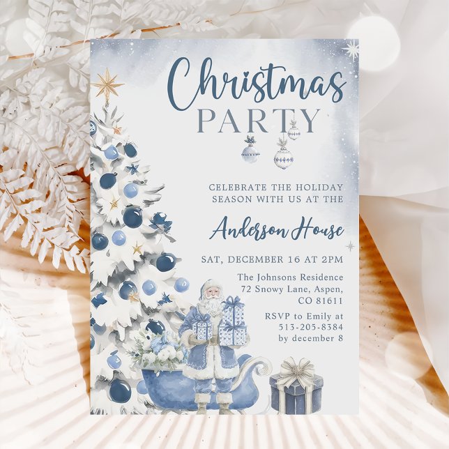 Blue Winter Christmas Party Invitation Einladung (Von Creator hochgeladen)