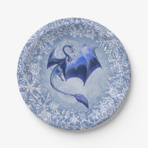 Blue Winter Dragon Fantasy Nature Art