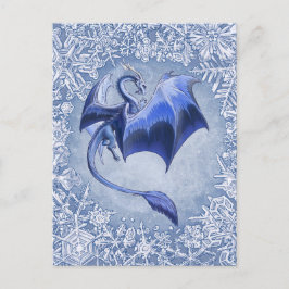 Blue Winter Dragon Fantasy Nature Art Postkarte