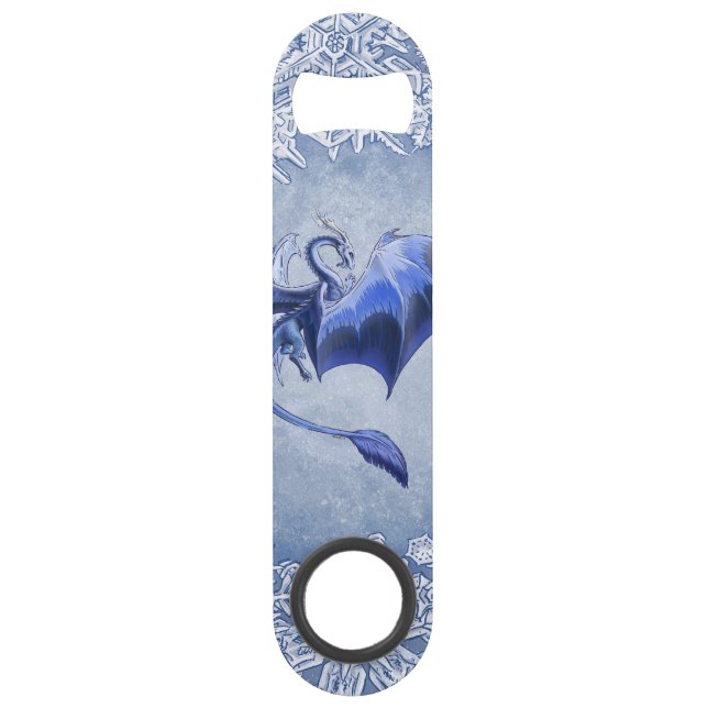 Blue Winter Dragon Fantasy Nature Art Speedflaschenöffner (Vorderseite)