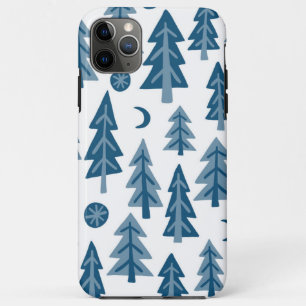 Blue Winter Forest Moon Stars Muster Case-Mate iPhone Hülle