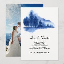 Blue Winter Forest Vielen Dank für Ihre Hochzeit F Dankeskarte