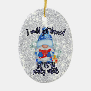 Blue Winter Funny Gnome zu Peopley Außenbereich Keramik Ornament