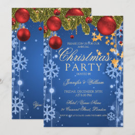 Blue Winter Glam Weihnachtsfeier Einladung