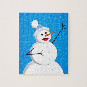 Blue Winter Happy Snowman
