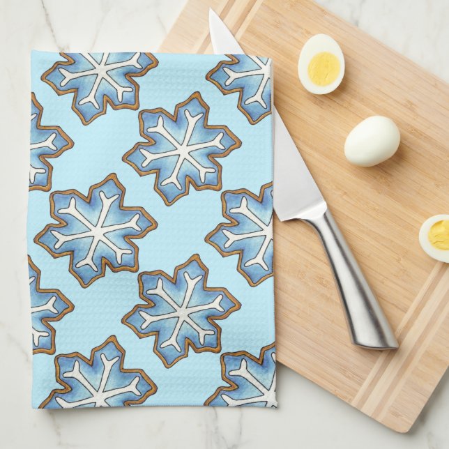 Blue Winter Holiday Hanukkah Weihnachten Schneeflo Handtuch (Viertel Falte)