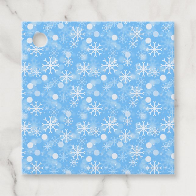 Blue Winter Holiday Snowflake Pattern Geschenketik Geschenkanhänger (Vorderseite)