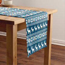 Blue Winter Holiday Snowflake Rentiermuster