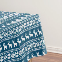 Blue Winter Holiday Snowflake Rentiermuster