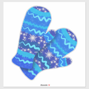 Blue Winter Mittens   Holiday Large Aufkleber