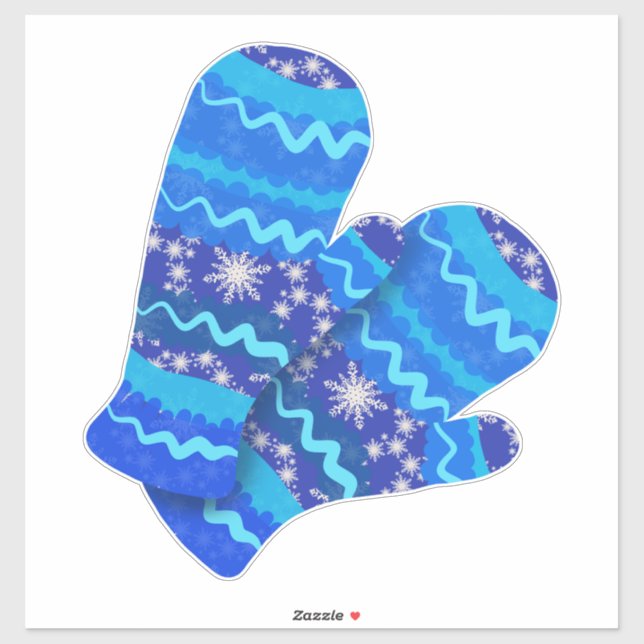Blue Winter Mittens | Holiday Large Aufkleber (Blatt)