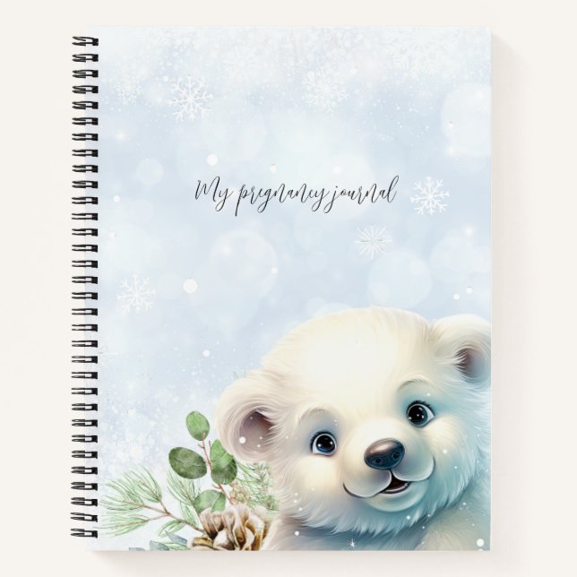 Blue Winter My Pregnancy Niedliche Polar Bear Jour Notizbuch (Vorderseite)
