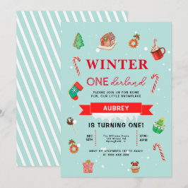 Blue Winter Onederland First Birthday Invitation