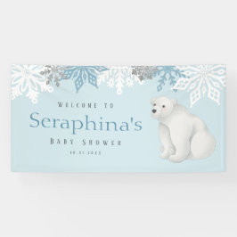Blue Winter Polar Bear Baby Dusche Banner