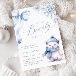 Blue Winter Polar Bear Baby Dusche Einladung