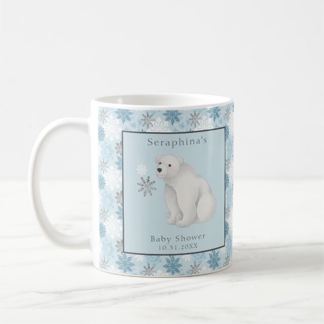 Blue Winter Polar Bear Baby Duschgeschenk Kaffeetasse (Links)