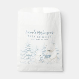 Blue Winter Polar Bear Watercolor Babydusche Geschenktütchen