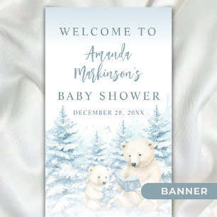 Blue Winter Polar Bear Watercolor Begrüßungsbanner Banner