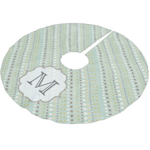 Blue Winter Punkt Monogram Urspantrock Polyester Weihnachtsbaumdecke