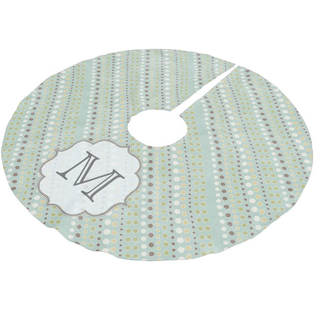 Blue Winter Punkt Monogram Urspantrock Polyester Weihnachtsbaumdecke (Schrägansicht)