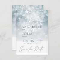 Blue Winter Snow Modern Wedding