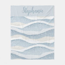 Blue Winter Snowfall Wave Personalized Pattern Fleecedecke