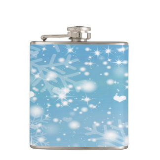Blue Winter Snowflake Design Flachmann