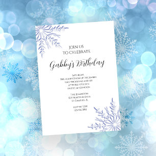 Blue Winter Snowflake Geburtstagsparty Einladung