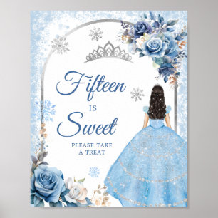 Blue Winter Snowflake Mis Quince Fünfzehn ist süß Poster