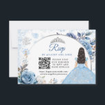 Blue Winter Snowflake Mis Quince QR Code UAWG RSVP Karte<br><div class="desc">Silver & Blue Winter Snowflake Mis Quince QR Code UAWG</div>