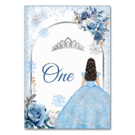 Blue Winter Snowflake Mis Quince Tischnummer