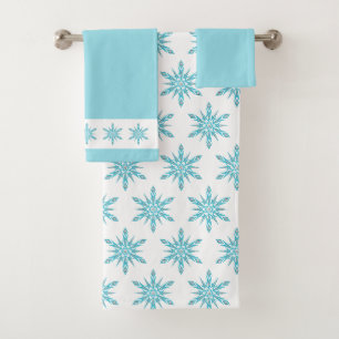 Blue Winter Snowflakes Badhandtuch Set