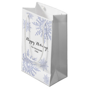 Blue Winter Snowflakes Happy Holidays Kleine Geschenktüte