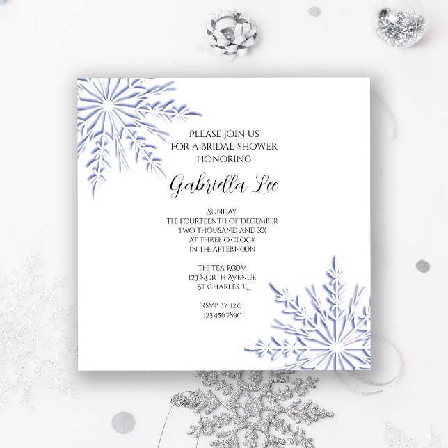 Blue Winter Snowflakes Invitation de la douche nup (Créateur téléchargé)