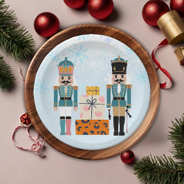 Blue Winter Snowflakes Nutcracker Baby Dusche Pappteller