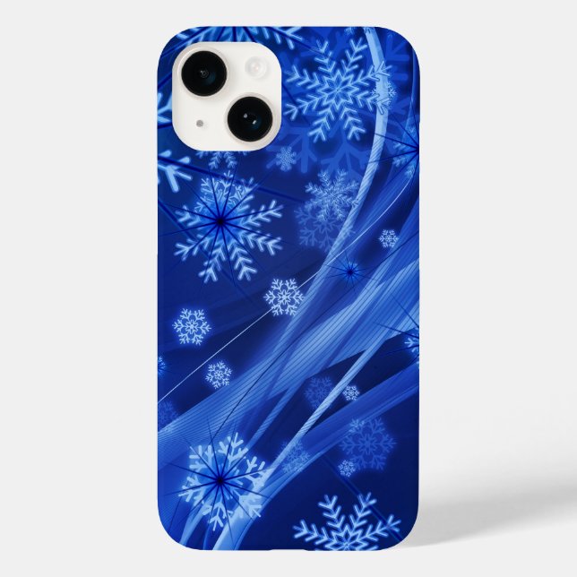 Blue Winter Snowflakes Weihnachten Case-Mate iPhone 14 Hülle (Rückseite)