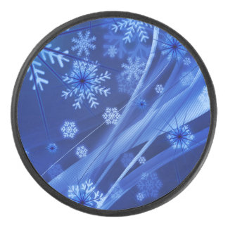 Blue Winter Snowflakes Weihnachten Eishockey Puck