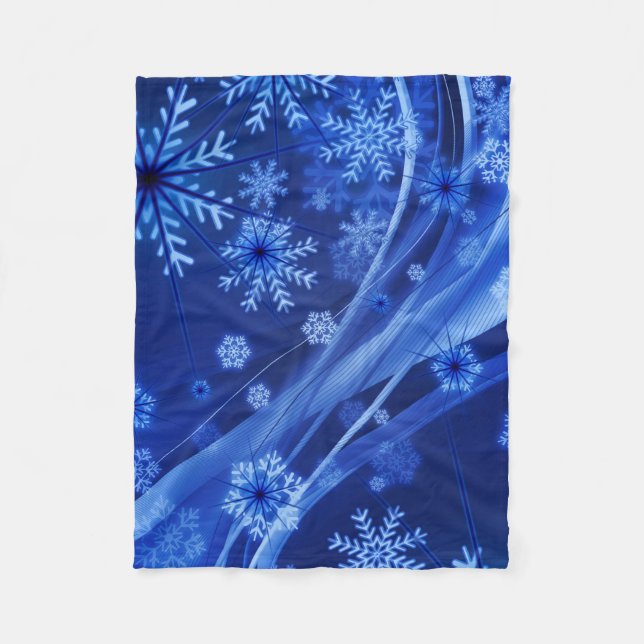 Blue Winter Snowflakes Weihnachten Fleecedecke (Vorderseite)