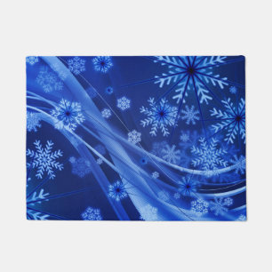 Blue Winter Snowflakes Weihnachten Fußmatte