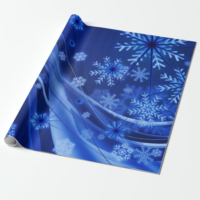 Blue Winter Snowflakes Weihnachten Geschenkpapier (Ungerollt)