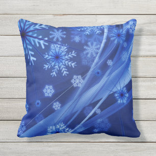 Blue Winter Snowflakes Weihnachten Kissen