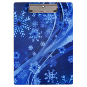 Blue Winter Snowflakes Weihnachten Klemmbrett