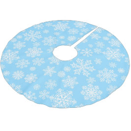 Blue Winter Snowflakes Weihnachtsmuster Polyester Weihnachtsbaumdecke
